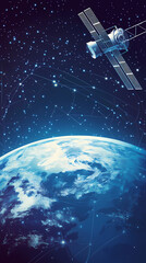 Global satellite internet communications concept vector image