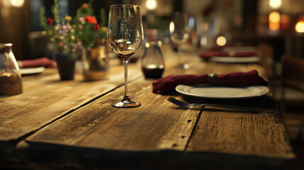  Rustic Table Setting with Wine Glass and Natural Light