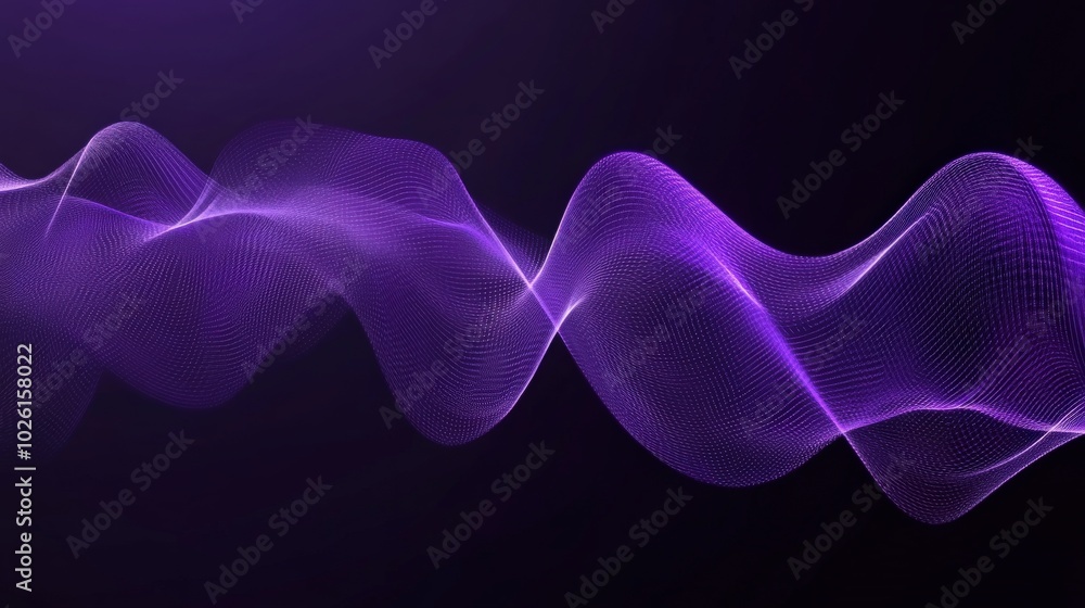 Poster sophisticated purple sound wave design with smooth lines and rhythmic motion. ideal for creating mod