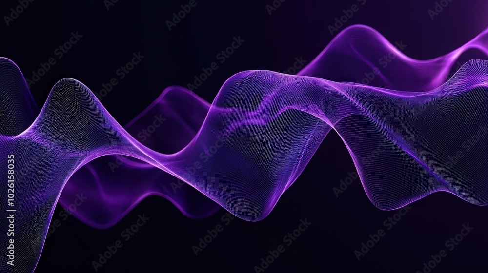 Poster sophisticated purple sound wave design with smooth lines and rhythmic motion. ideal for creating mod