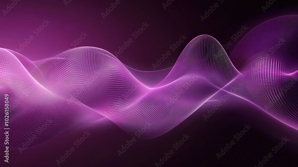 Poster sophisticated purple sound wave design with smooth lines and rhythmic motion. ideal for creating mod