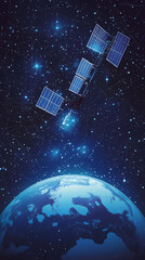 Global satellite internet communications concept vector image