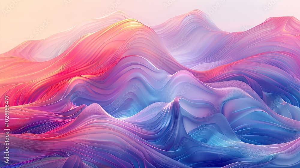 Wall mural colorful abstract patterns, soft gradients and repeating elements create a calming effect.