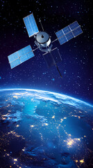 Global satellite internet communications concept vector image