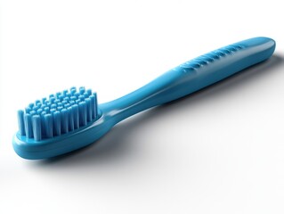 A single toothbrush with soft bristles, isolated on white background. 