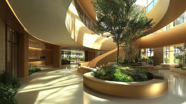 Hospital architecture for healing - Exploring the design and architecture of hospitals that prioritize healing environments, including the use of natural light, green spaces, 