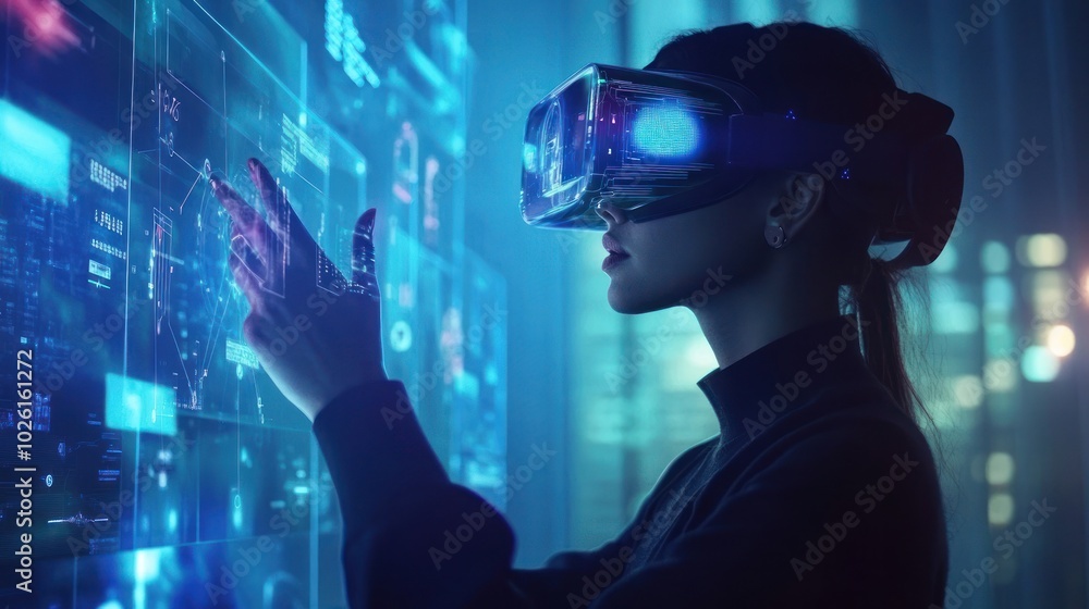 Poster interactive futuristic video background, blending cutting-edge technology with user interaction for 