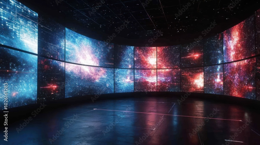 Poster interactive futuristic video background, blending cutting-edge technology with user interaction for 