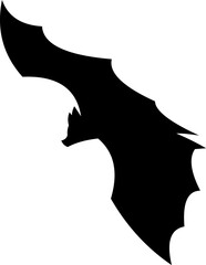 Halloween Black Bat Silhouette Flying. Vector Hand Drawn Illustration Isolated On Transparent Background