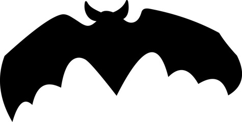 Halloween Black Bat Silhouette Flying. Vector Hand Drawn Illustration Isolated On Transparent Background