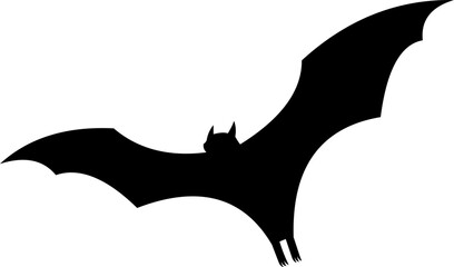 Halloween Black Bat Silhouette Flying. Vector Hand Drawn Illustration Isolated On Transparent Background