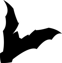 Halloween Black Bat Silhouette Flying. Vector Hand Drawn Illustration Isolated On Transparent Background
