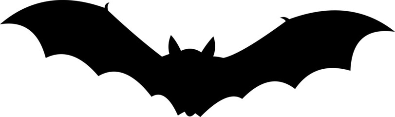 Halloween Black Bat Silhouette Flying. Vector Hand Drawn Illustration Isolated On Transparent Background