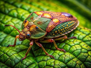 Naklejka premium Unique Leaf-Mimicking Bug Portrait for Nature Photography Enthusiasts