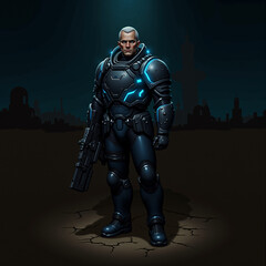 Futuristic Soldier in Advanced Armor - Sci-Fi Illustration