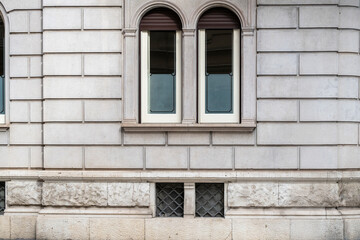Building facade in the Umbertino district of the city of Bari in Italy