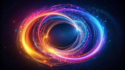 Obraz premium A captivating background featuring a long exposure double circle design, showcasing abstract particles looping dynamically, ideal for enhancing visuals and inspiring creative projects.