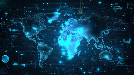 Abstract technology internet world map global vector image