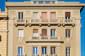 Obraz premium Building facade in the Umbertino district of the city of Bari in Italy