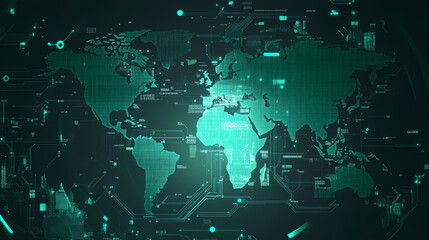 Abstract technology internet world map global vector image