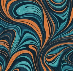 Bold Abstract Pattern with MidnightBlue, Cyan, and SaddleBrown Organic Shapes