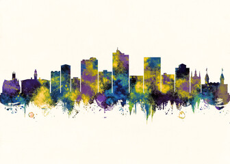 Obraz premium Worcester City Skyline. Cityscape Skyscraper City Downtown Abstract Landmarks Travel Background Buildings Landscape Modern Art Architecture Business View Building Corporate