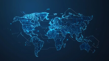 Abstract technology internet world map global vector image