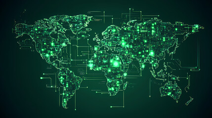 Obraz premium Abstract technology internet world map global vector image