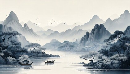 traditional chinese/japanese style landscape painting