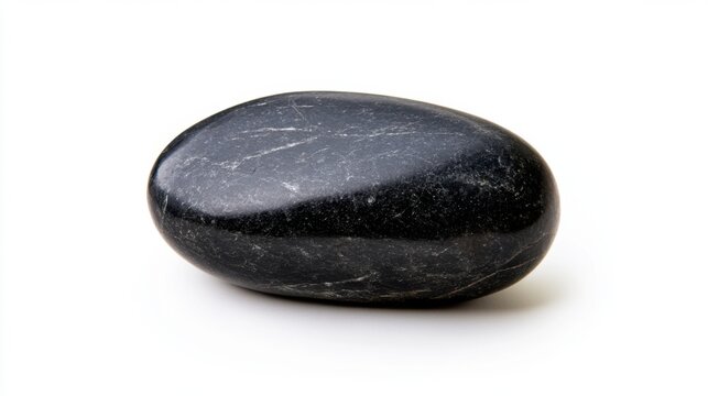 Black diorite rock on a white isolated background.