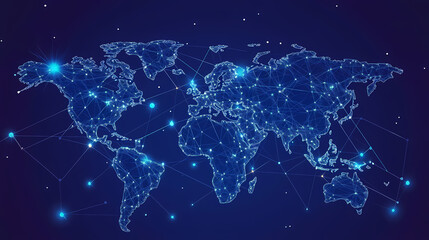 Naklejka premium Abstract technology internet world map global vector image