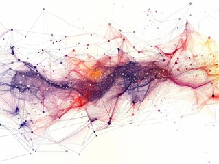 Abstract Network with Interconnected Lines and Colorful Swirls