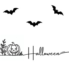 Halloween bat collection, Pumpkin, halloween bat element, bat flock halloween element, vector black bat, illustration