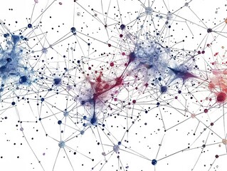 Obraz premium Abstract Watercolor Network of Interconnected Nodes