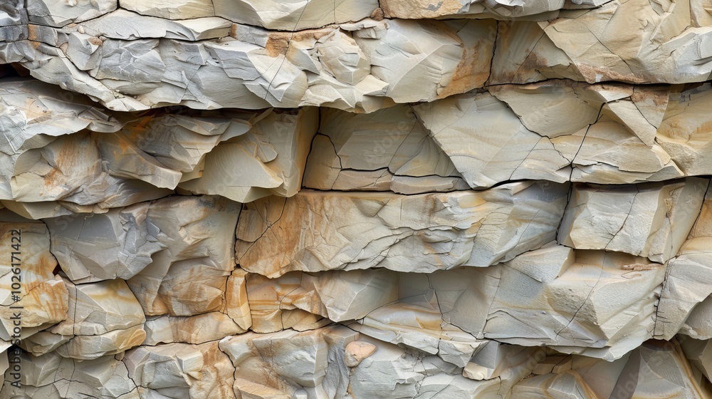 Poster layers of textured rock surface showcasing geological stratification and natural erosion patterns in