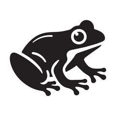 Frog Silhouette Icon Sticker Isolated on White - Vector Animal Symbol Design