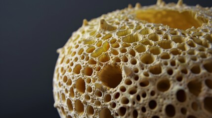 Detailed close-up of a textured loofah revealing natural sponge-like patterns and organic forms in rich tones