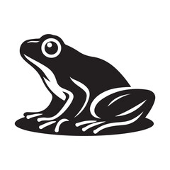 Frog Silhouette Icon Sticker Isolated on White - Vector Animal Symbol Design