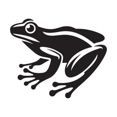 Frog Silhouette Icon Sticker Isolated on White - Vector Animal Symbol Design