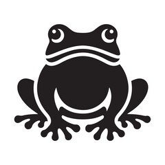 Frog Silhouette Icon Sticker Isolated on White - Vector Animal Symbol Design