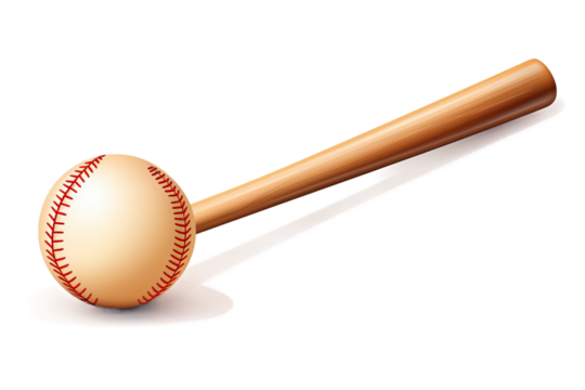 baseball ball and bat isolated on white background
