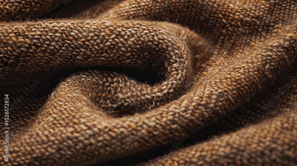 Poster textured brown fabric showcases intricate weave and soft fibers for versatile crafting and design pr