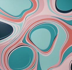 Bold Abstract Pattern with LightSteelBlue, Cyan, and LightPink Organic Shapes