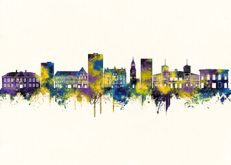 Obraz premium Aalborg City Skyline. Cityscape Skyscraper City Downtown Abstract Landmarks Travel Background Buildings Landscape Modern Art Architecture Business View Building Corporate