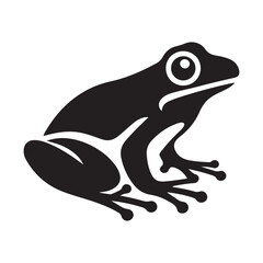 Frog Silhouette Icon Sticker Isolated on White - Vector Animal Symbol Design