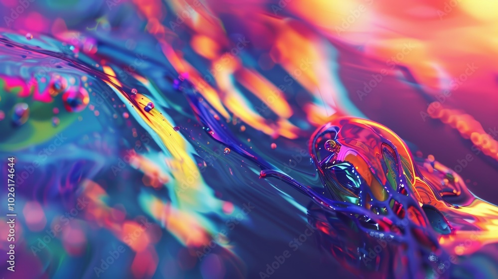 Poster colorful abstract patterns created by light reflections on fluid surfaces during a creative art sess