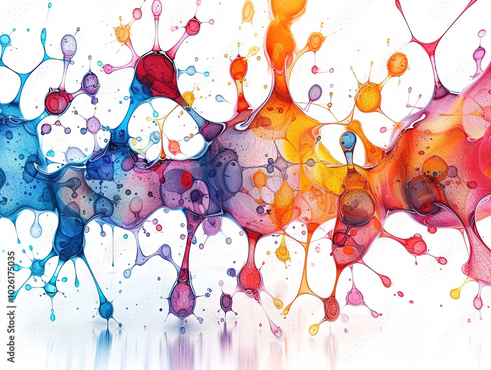 Poster abstract colorful splashes and blobs on a white background