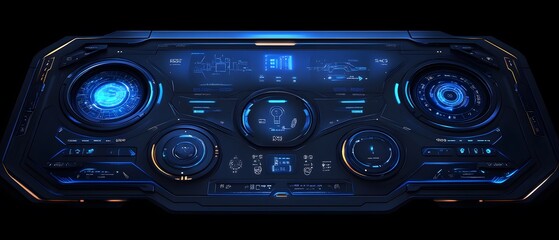 Fototapeta premium Futuristic smart home control panel of home appliances, sleek and modern digital interfaces perfect to create product designs or as part of smart home technology advertisements to attract consumers.