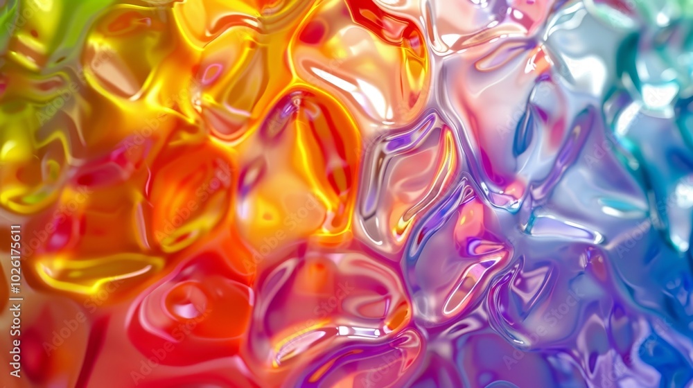 Poster colorful abstract patterns created by light refracting through textured surfaces in vibrant rainbow 