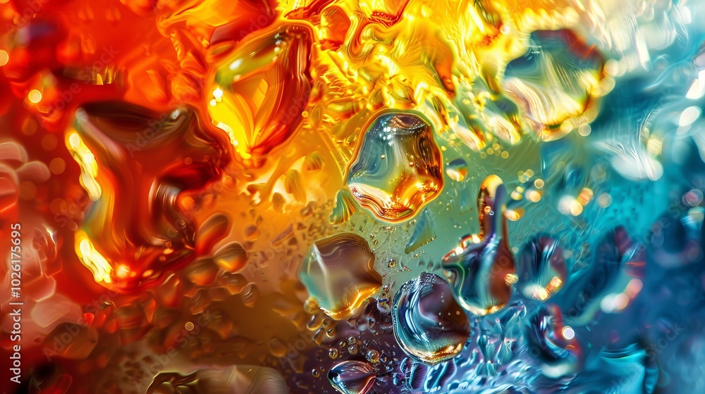 Poster vibrant abstract patterns created by the interplay of colors and textures in a liquid medium under b